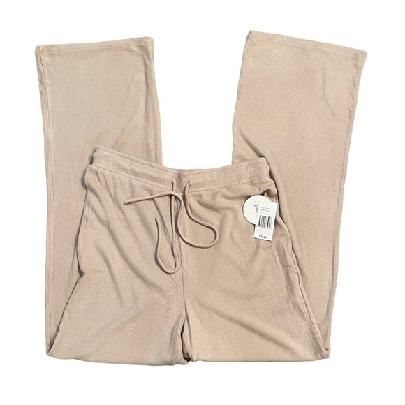 NIA Straight Leg Taupe High Waist Soft Lounge Puddle Hem Drawstring Pants. Sz L - Picture 2 of 11